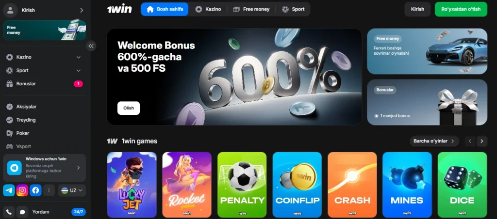 1win Uzbekistan rasmiy veb-sayti